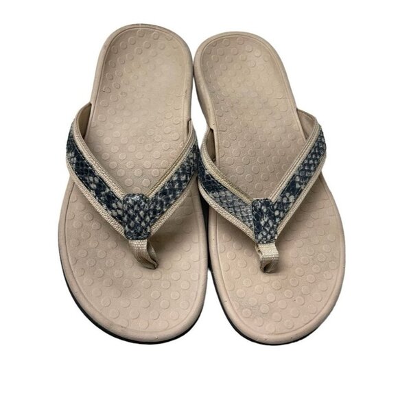 VIONIC TIDE II TVW1002 SNAKE SKIN TOE POST SANDALS US 7 - Picture 1 of 5